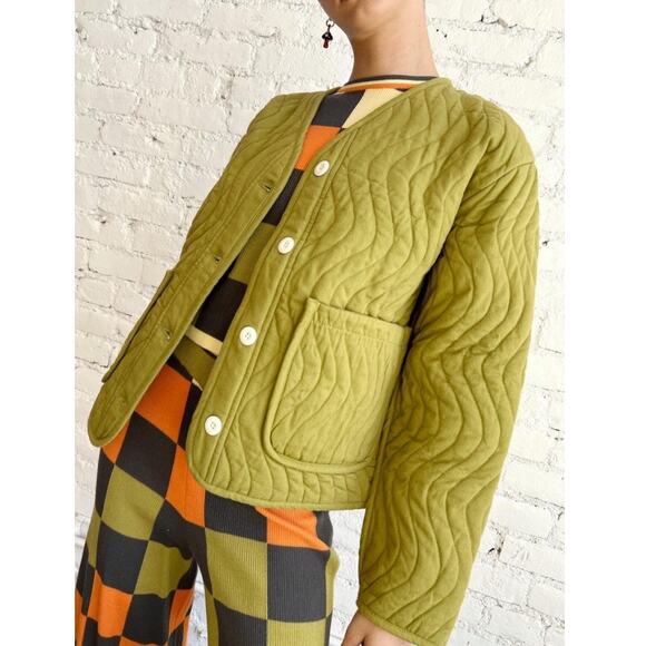 Back Beat Co. Jackets & Blazers - Back Beat Co. Organic Cotton Twill Wave Liner Quilted Jacket Pistachio Green